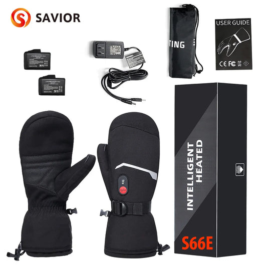Savior Heated Gloves Touch Battery Powered Waterproof Windproof Ski Mittens