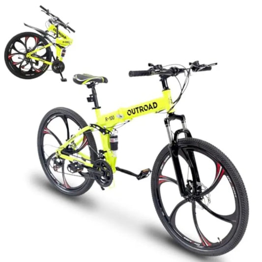 26 Inch Folding Mountain Bike 21 Speed Full Suspension With Dual Disc Brake