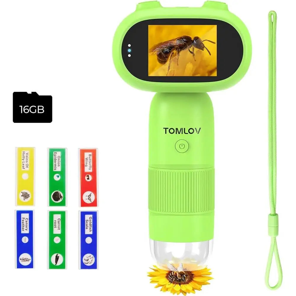 Kids Portable Digital Microscope 1000X HD Camera 1080P Video 2 Inch Screen STEM