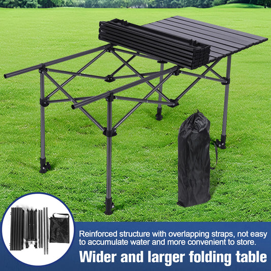 Outdoor Folding Table Roll Up Camping Lifting Adjustable Picnic Beach BBQ