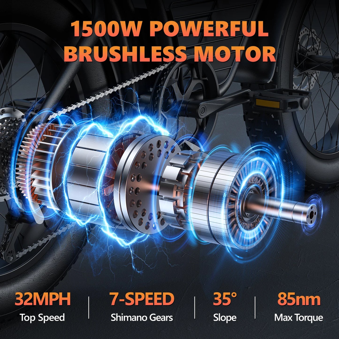 Kickwey K7 1500W Electric Fat Tire Mountain Bike