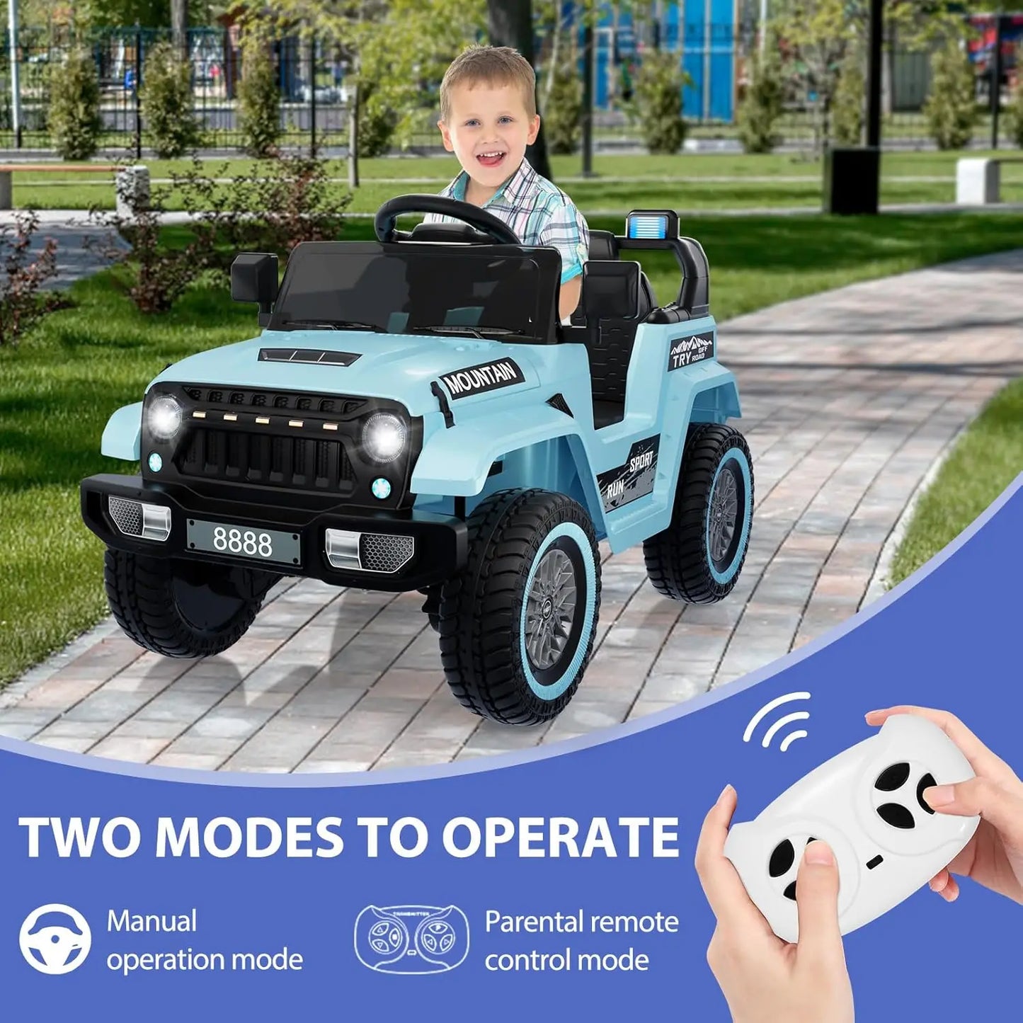12V Kids Ride on Car with Parent Remote Control Electric Toy Car for Toddlers with Lights Music Player Horn Ideal Kids Car Gift
