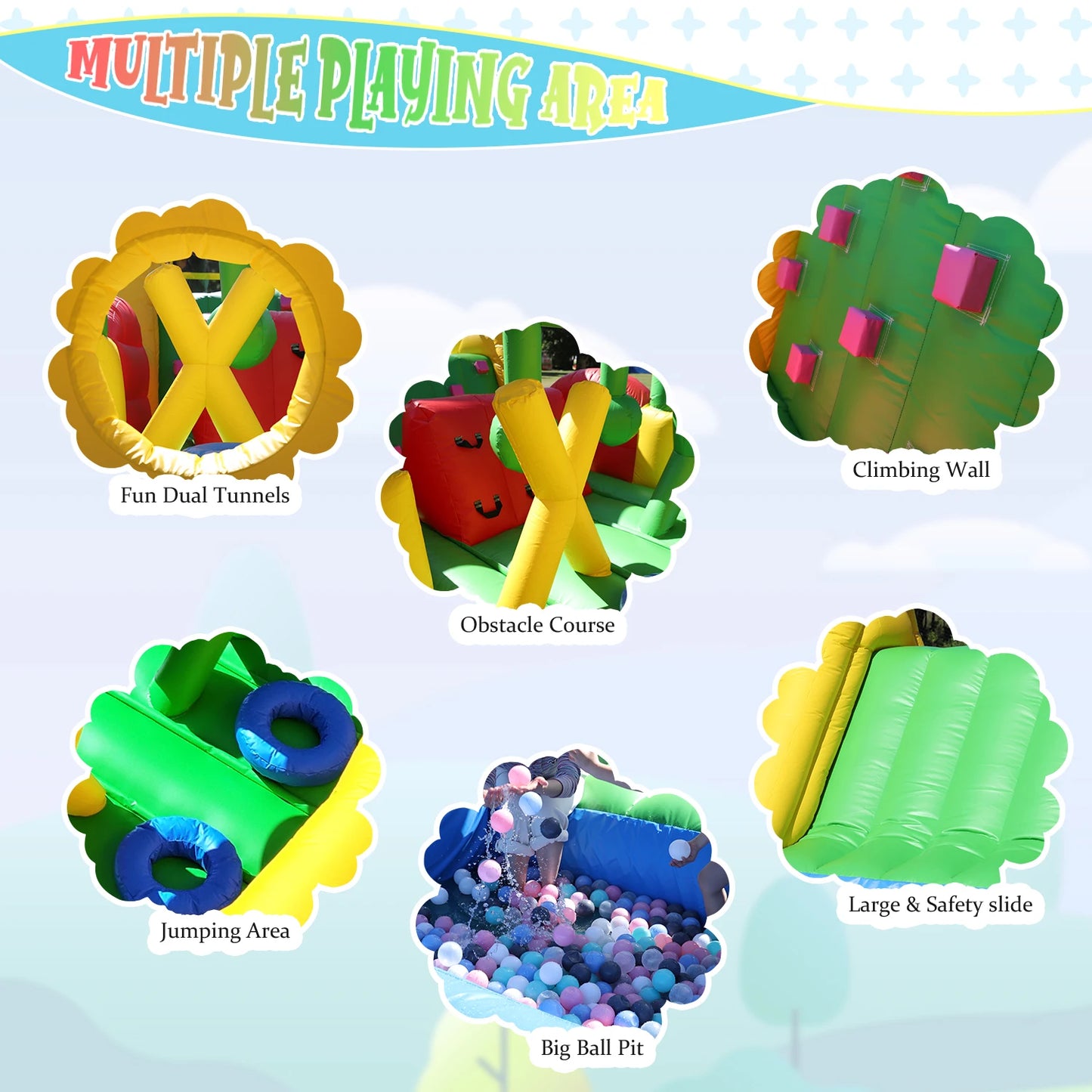 6.7x2.4x2.5m Commercial Inflatable Obstacle Bounce Castle Bouncy House w/ Blower Children's playground, children's toys