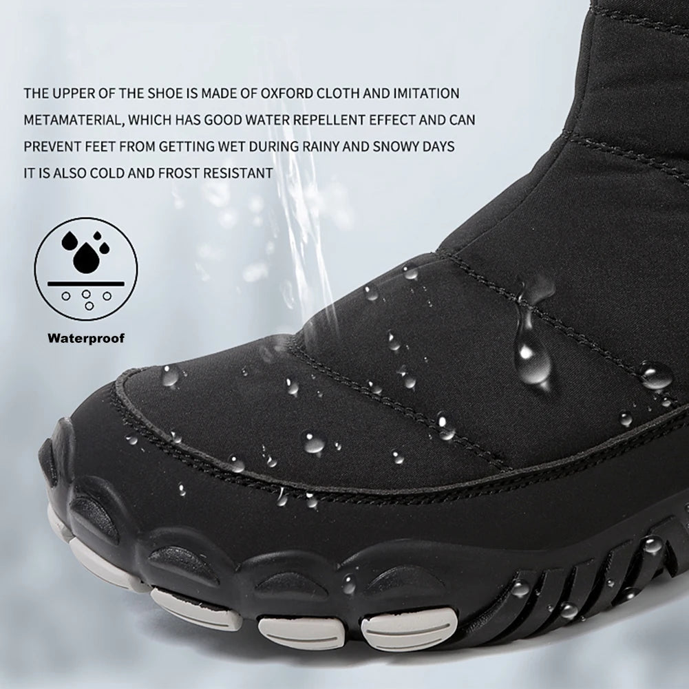 Winter Snow Barefoot Shoes Zip Closure Minimalist Ankle Boots For Men Women
