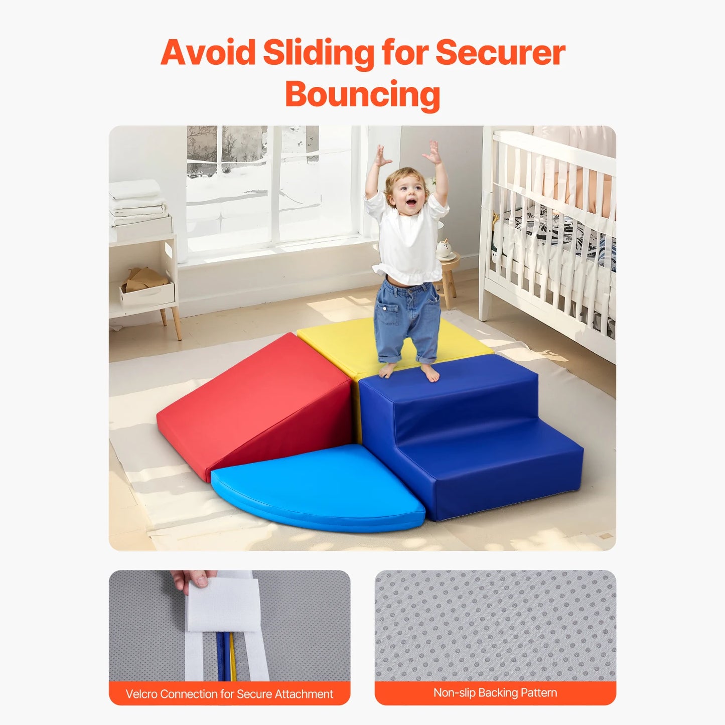 SucceBuy 4Pcs Kids Foam Climbing Toys Children Indoor Crawl Activity Playset PU Leather Climbing Blocks for Crawling & Sliding
