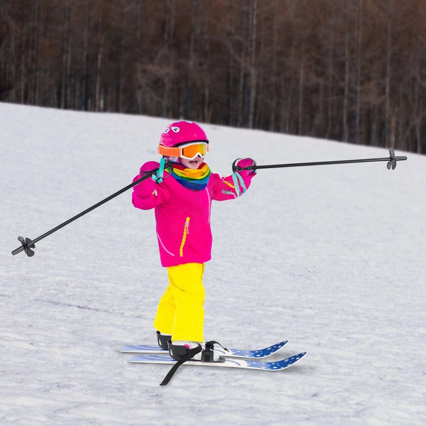 Kids Ski Set With Poles 68x6cm Skis For Beginners Ages 2 To 8 Outdoor Snow