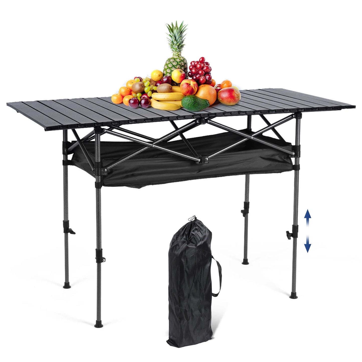Outdoor Folding Table Roll Up Camping Lifting Adjustable Picnic Beach BBQ