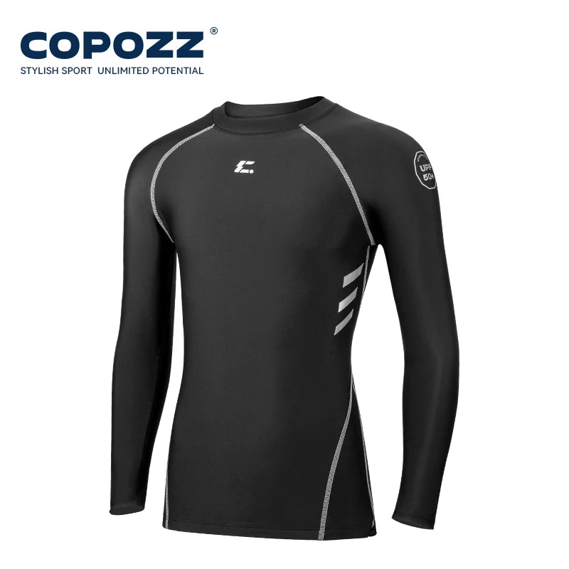 COPOZZ Men UV Protect Rash Guard Surf Shirt Long Sleeve Quick Dry Swimsuit