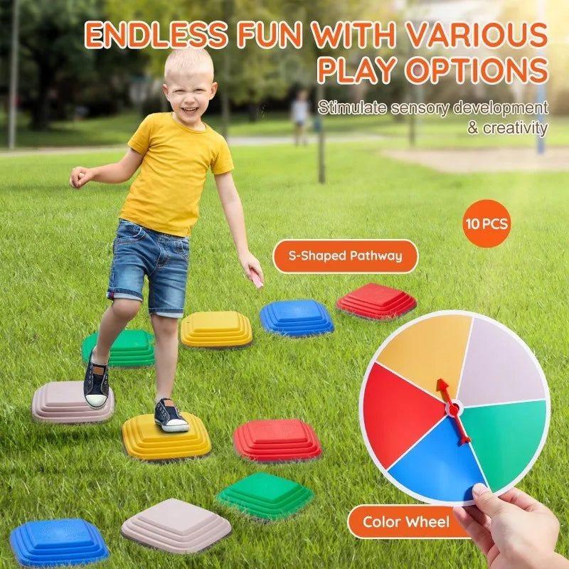 Sensory Balance Stepping Stones Kids Obstacle Course Indoor Outdoor Non Slip Toddler Motor Skill Training Sensory Toys