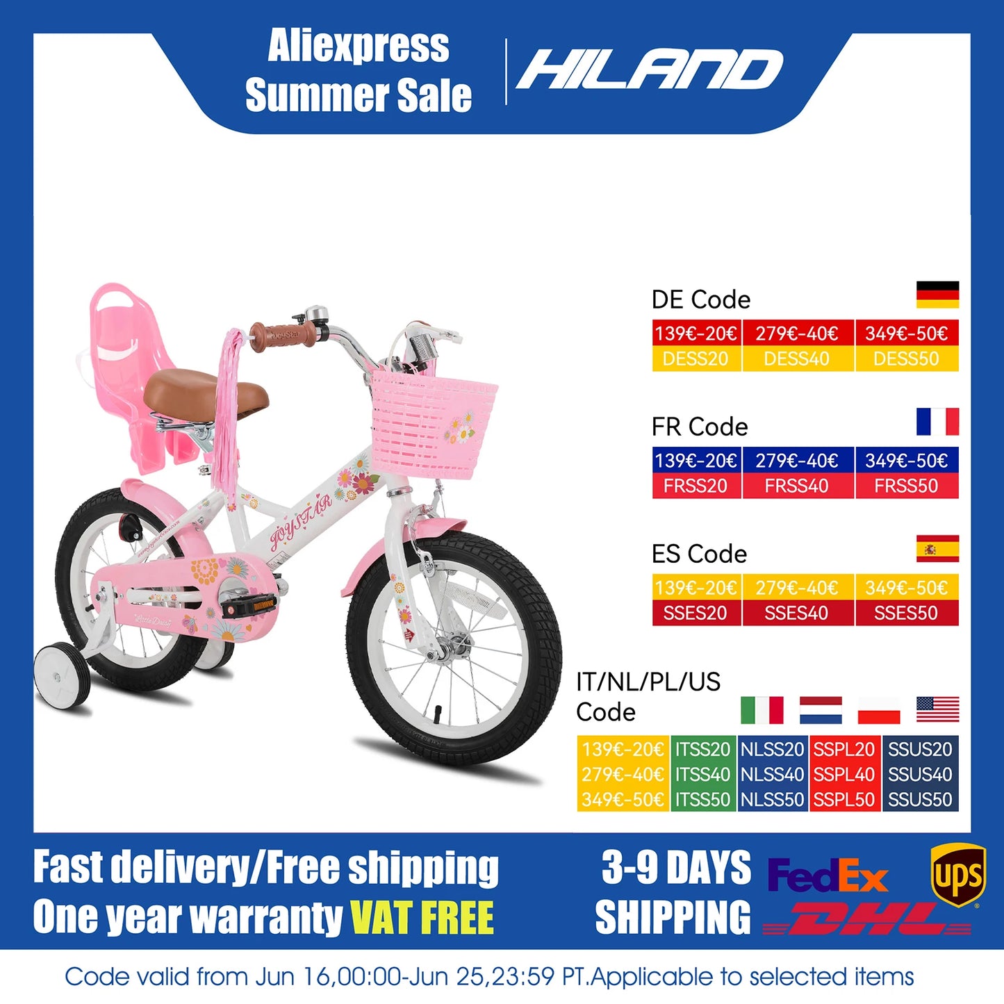 JOYSTAR Little Daisy Kids Bike For Girls Ages 2-7 With Doll Seat Streamers Flag