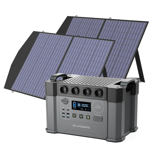 ALLPOWERS Solar Generator 2400W With 2 X 100W Panels Outdoors AC Outlet