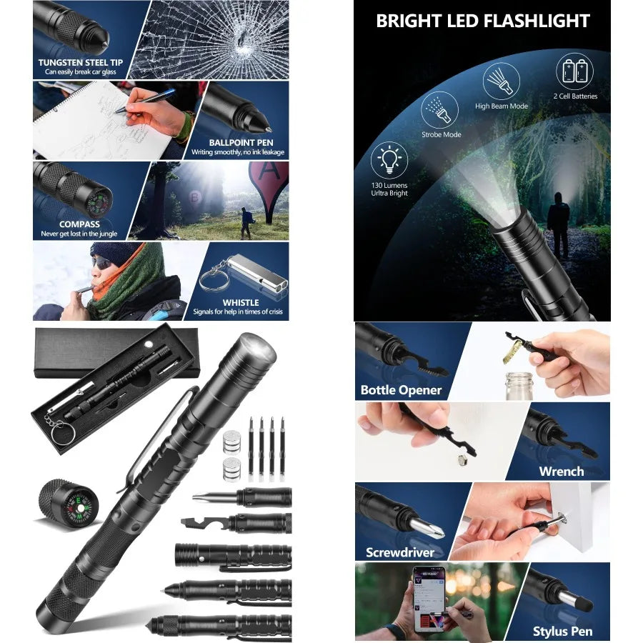 12 In 1 Tactical Pen Self Defense Multitool for Everyday Carry Outdoor Survival