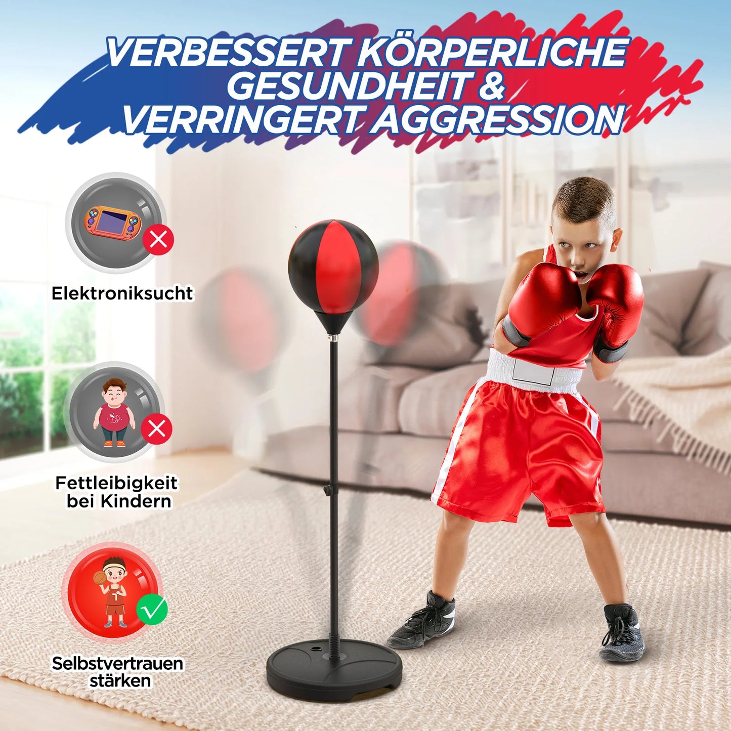 2 In 1 Kids Basketball Hoop And Punching Bag, Adjustable Basketball Set, Standing Punching Bag,Indoor Outdoor Sport Toys
