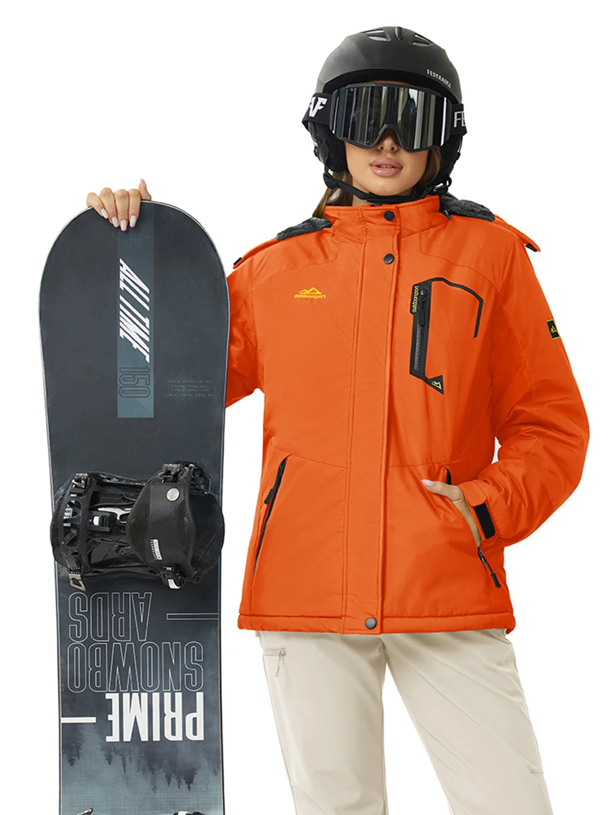 Women's Waterproof Insulated Ski Jacket With Hood Fleece Lined Snow Coat