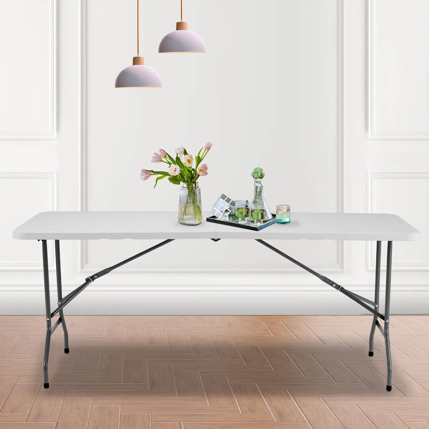 JHK Portable Folding Outdoor Indoor Table Heavy Duty Foldable Table with Carrying Handle Safety Lock For Camping Picnic Dining