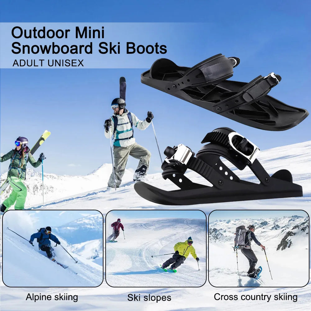 Mini Skating Ski Shoes Adjustable Snow Skates Portable Short Snowboard Boots