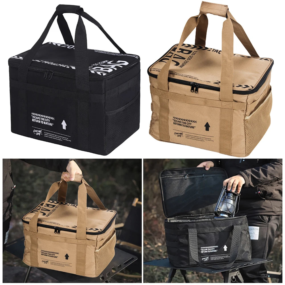 20 L Picnic Bag Camping Storage Bag Portable Camping Hiking Meal Bag for Beach Picnic Road Trip Travel for Family Activities