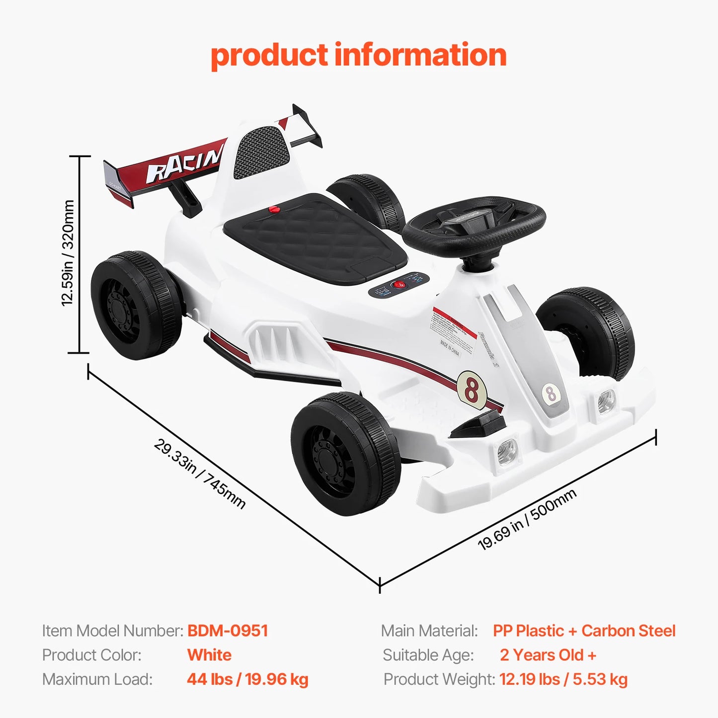 SucceBuy 6V 4.5Ah Electric Pedal Go Kart Portable Outdoor Racing Toys 20000RPM Motor with Headlight & Horn for Kids Boy Gifts
