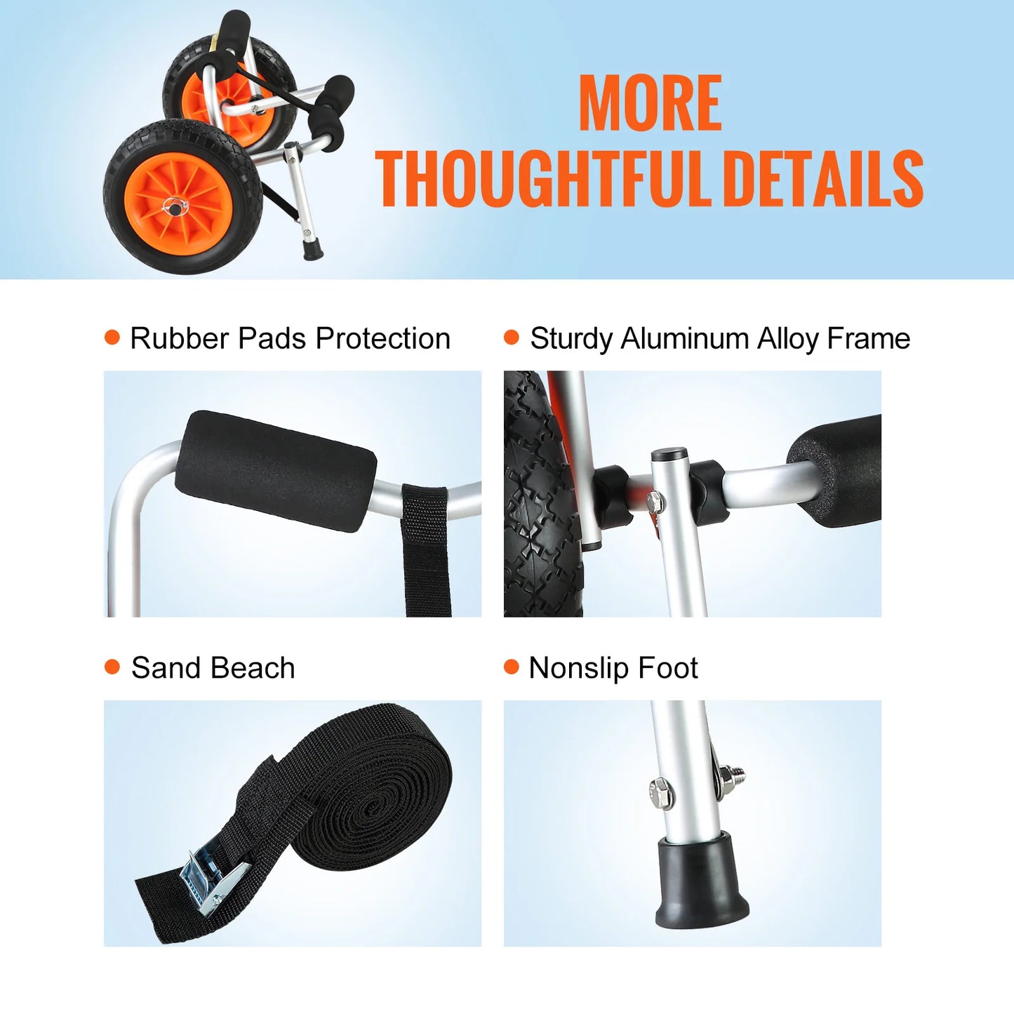 SucceBuy Heavy Duty Kayak Cart Foldable With 10 12 Inch Tires 250 To 450 Lbs