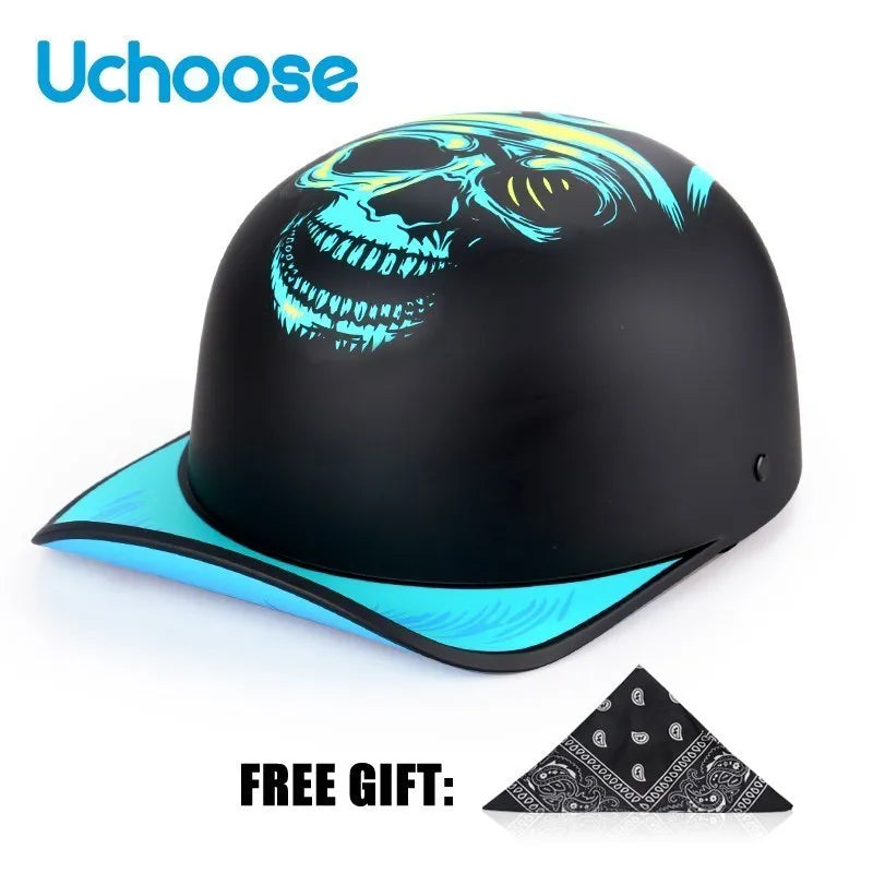 Uchoose Baseball Cap Helmet Motorcycle Vintage Retro Helmets Summer Open Face Scooter Cruiser Chopper Gangster DS Men Women Kid