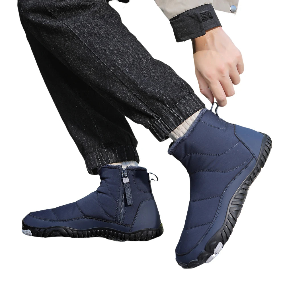Winter Snow Barefoot Shoes Zip Closure Minimalist Ankle Boots For Men Women