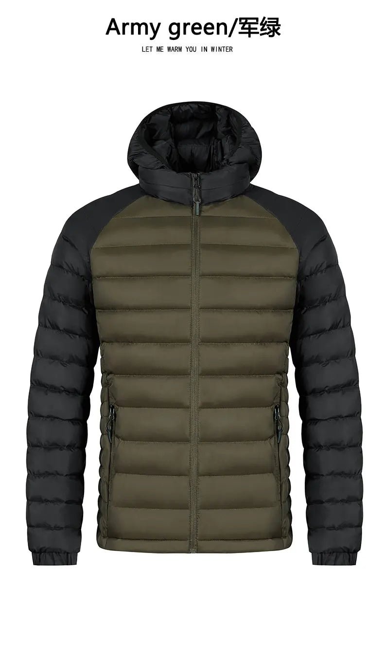 COMXZ Mens Winter Hooded Cotton Jacket With Fleece Lined Parka