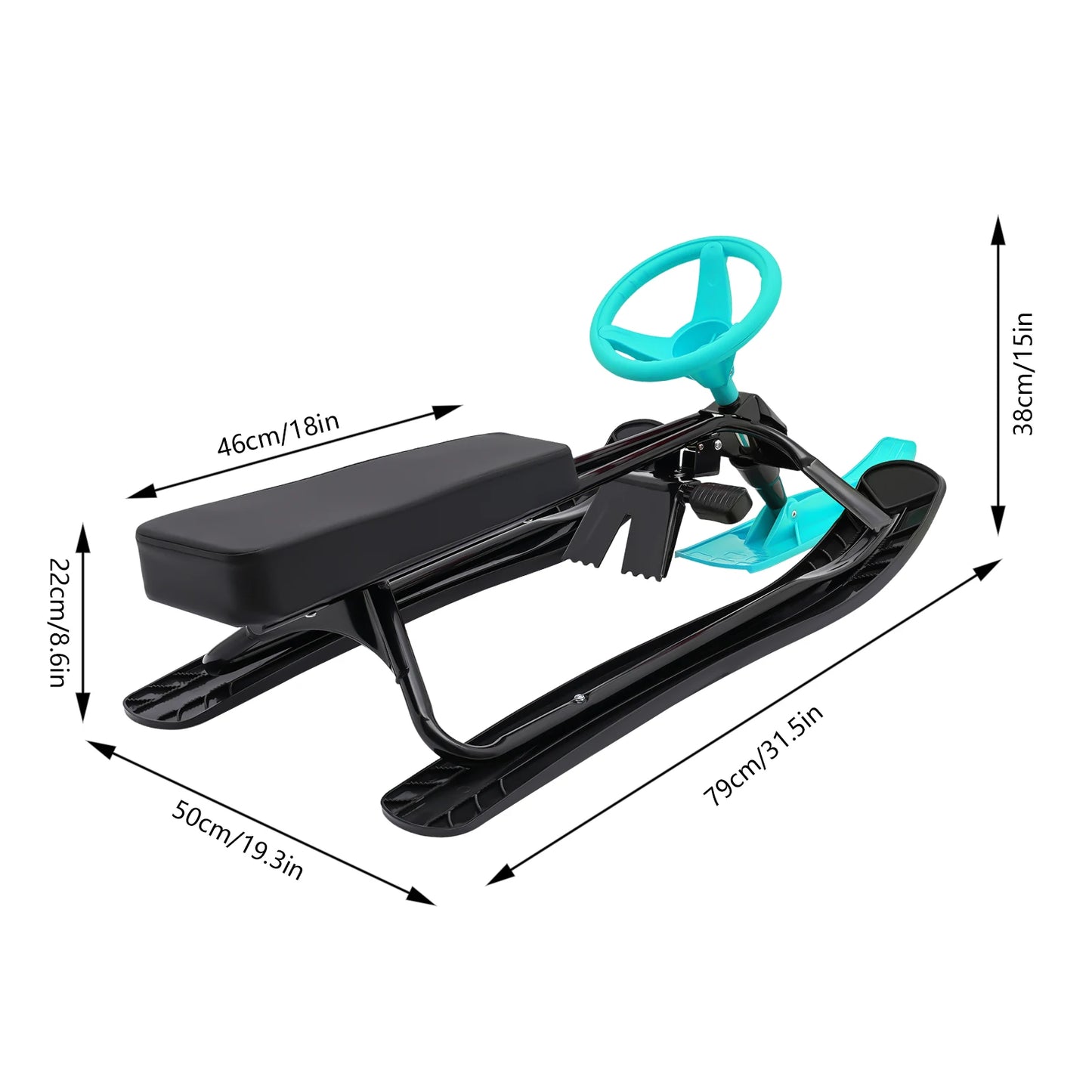 Snow Sled Slider Board With Steering Wheel And Twin Brakes For Teens And Kids
