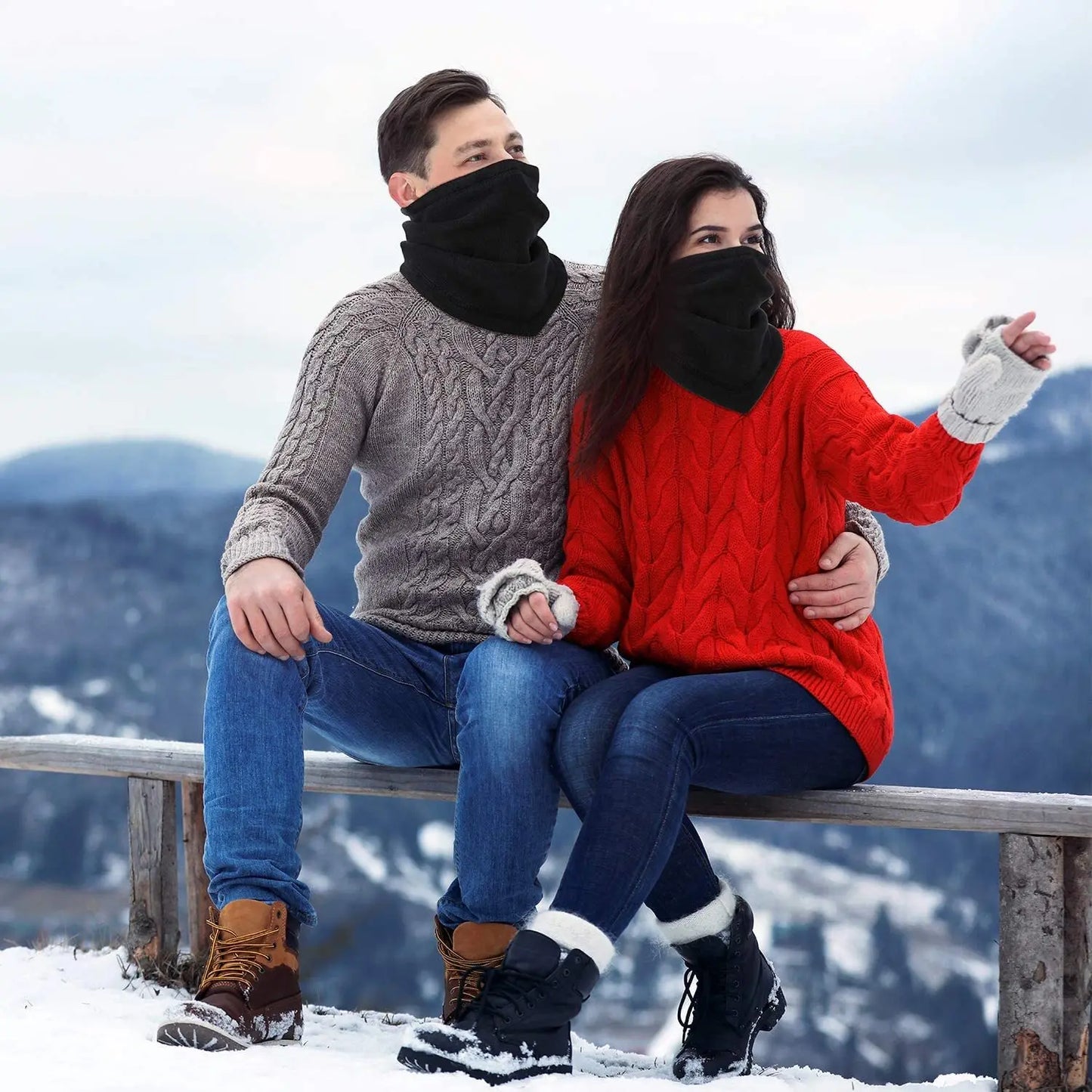 Fleece Neck Warmer Winter Scarf Face Mask For Men Women Windproof Hiking Cycling