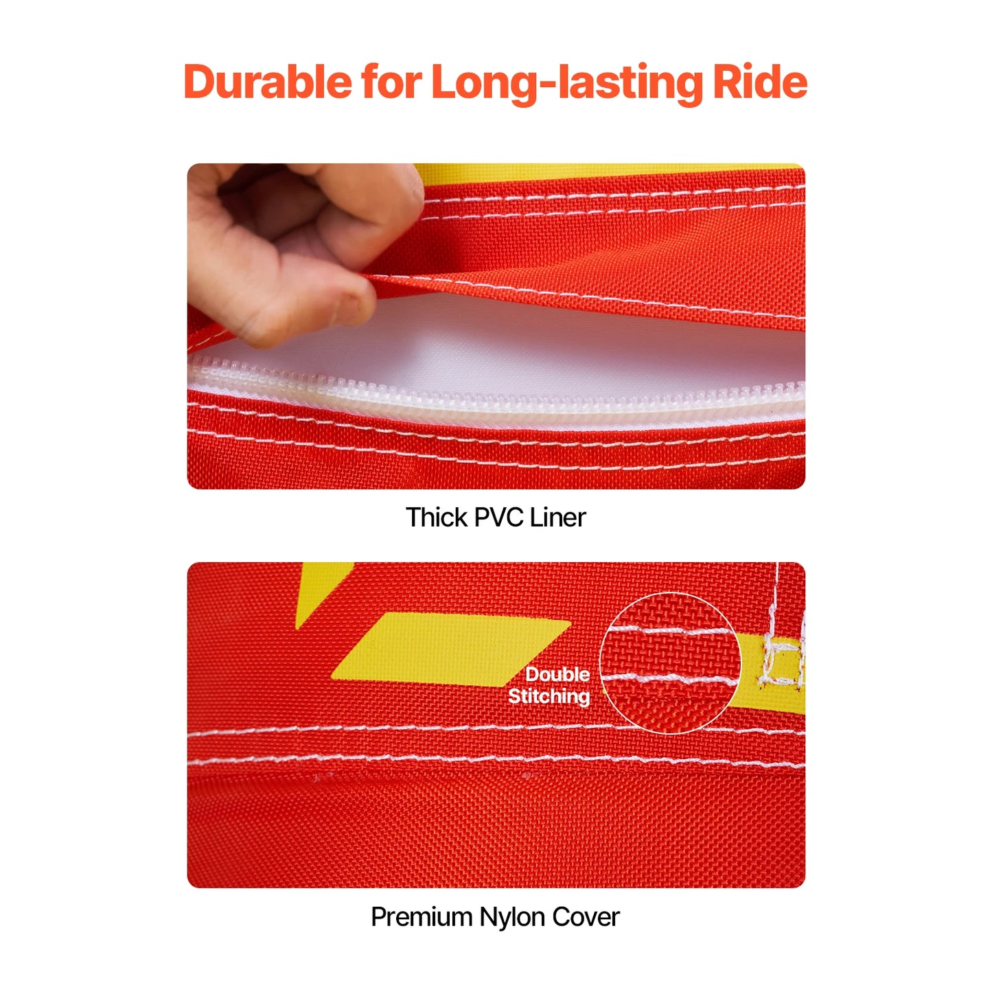 SucceBuy 1 to 3 Rider Towable Tube for 510 Lb Capacity Hot Dog Water Sport Tube