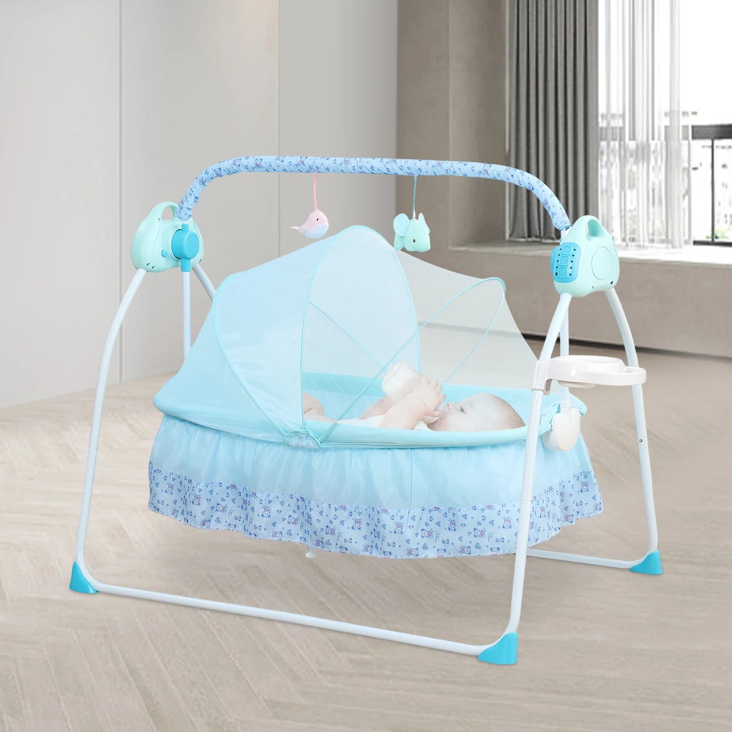 Automatic Baby Swing With Music And Mosquito Net Cradle For Infants