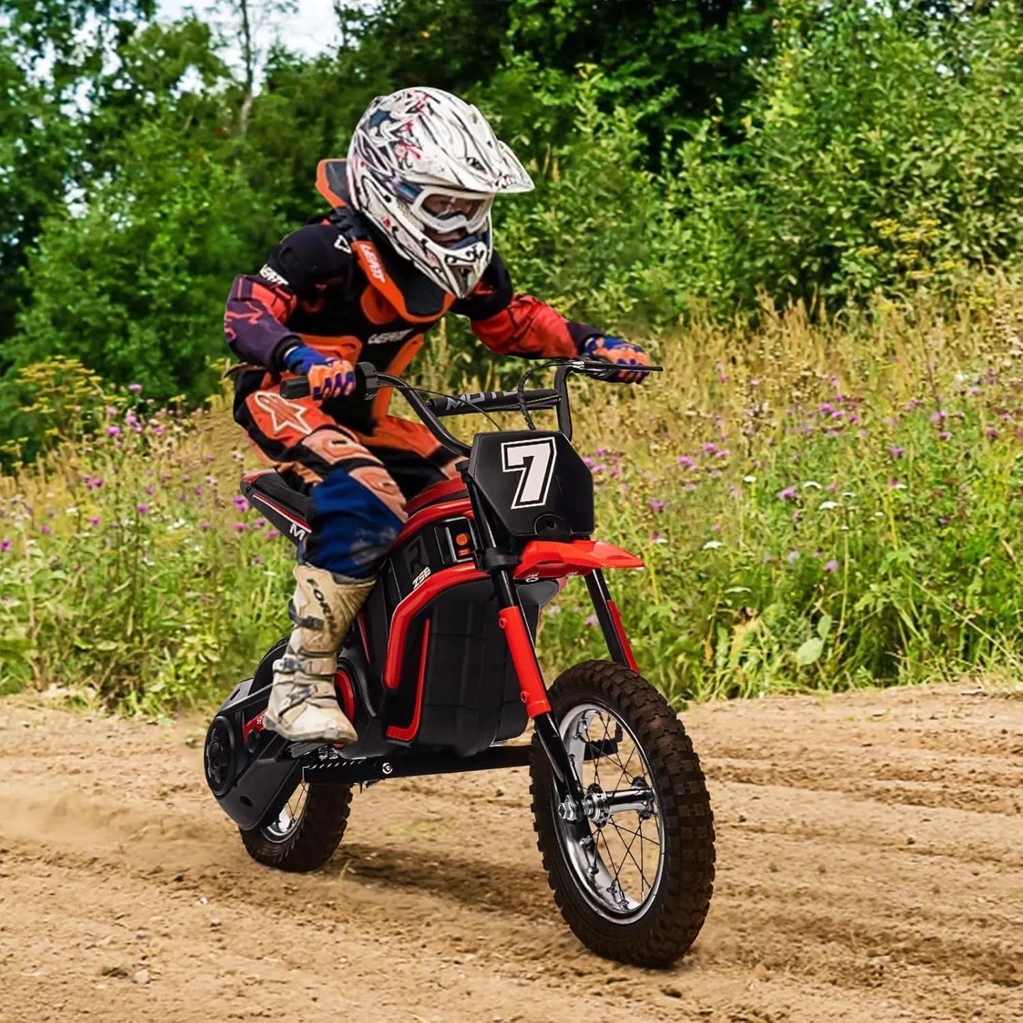 Ride On Motorcycle for Kids Electric Dirt Bike 24-Volt 350-Watt Kid's Toys Up to 14.29 MPH, 2-Speed Modes, Max Load 135 Lbs