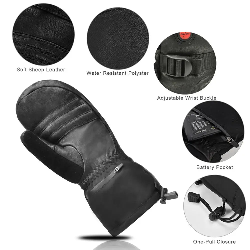 Savior Heated Gloves Touch Battery Powered Waterproof Windproof Ski Mittens