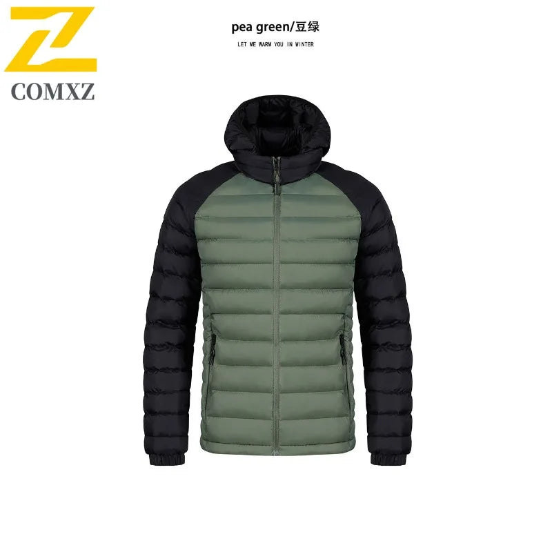 COMXZ Mens Winter Hooded Cotton Jacket With Fleece Lined Parka