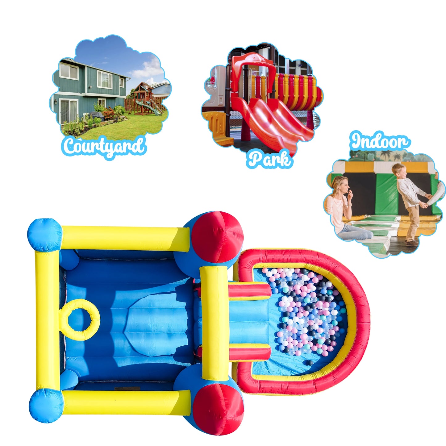 News Inflatable Rocket Bounce House Castle Ball Pit for Kids Indoor Outdoor w/Blower Commercial children's playground