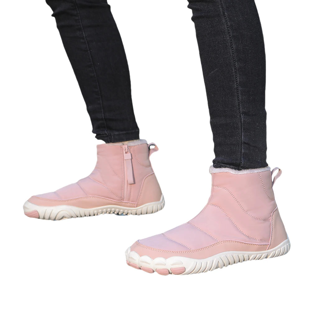 Winter Snow Barefoot Shoes Zip Closure Minimalist Ankle Boots For Men Women
