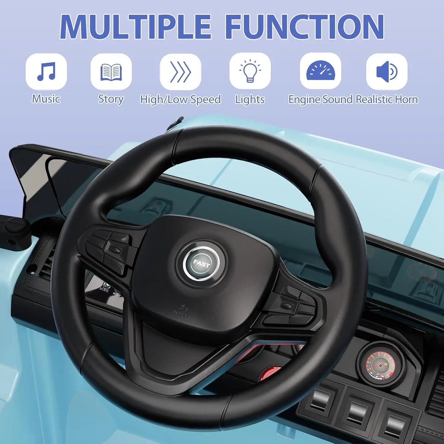 12V Kids Ride on Car with Parent Remote Control Electric Toy Car for Toddlers with Lights Music Player Horn Ideal Kids Car Gift