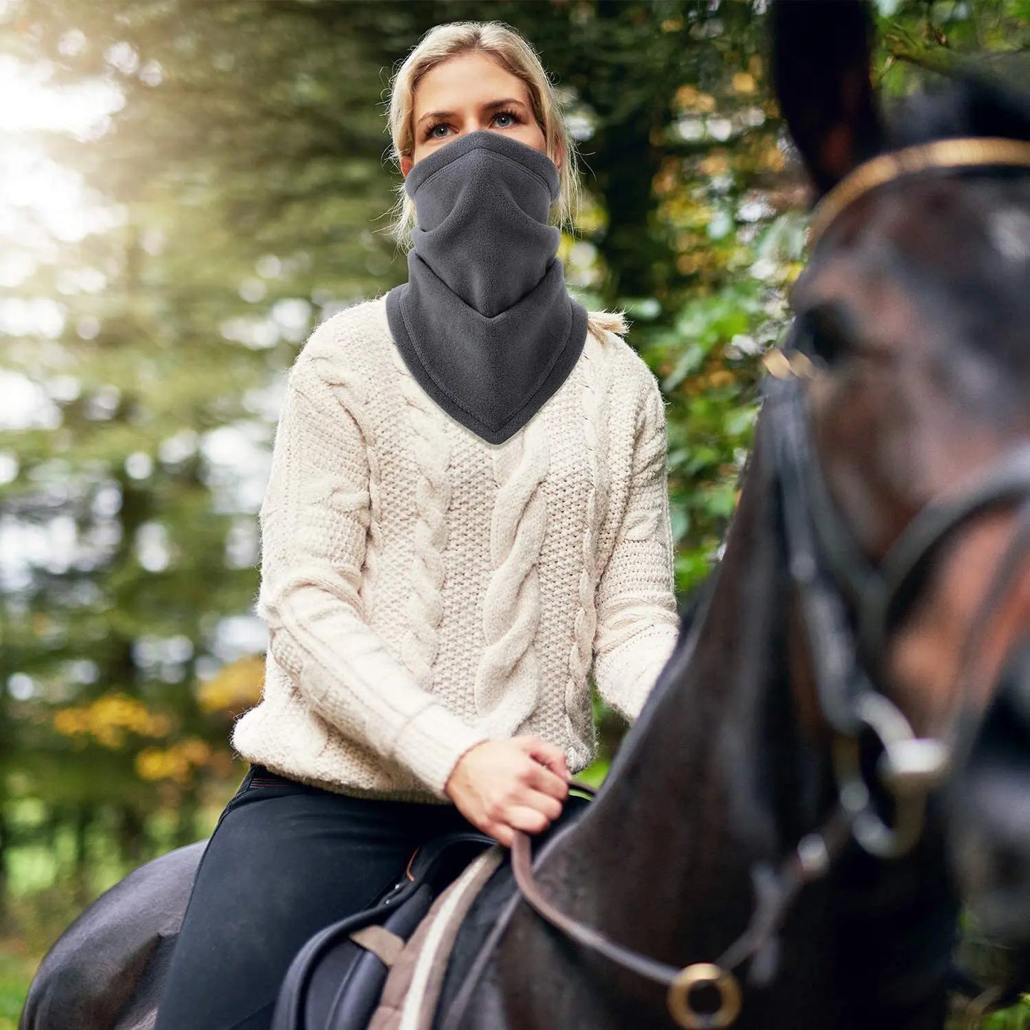 Fleece Neck Warmer Winter Scarf Face Mask For Men Women Windproof Hiking Cycling