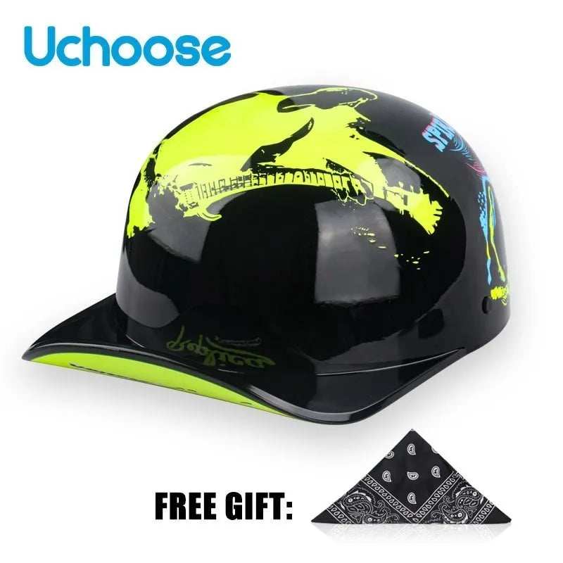 Uchoose Baseball Cap Helmet Motorcycle Vintage Retro Helmets Summer Open Face Scooter Cruiser Chopper Gangster DS Men Women Kid