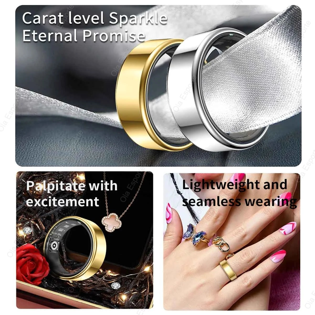Smart Ring With Heart Rate And SpO2 Monitor IP68 Waterproof