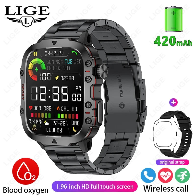 IP68 Rugged Military Smartwatch With Bluetooth Call For Android iOS