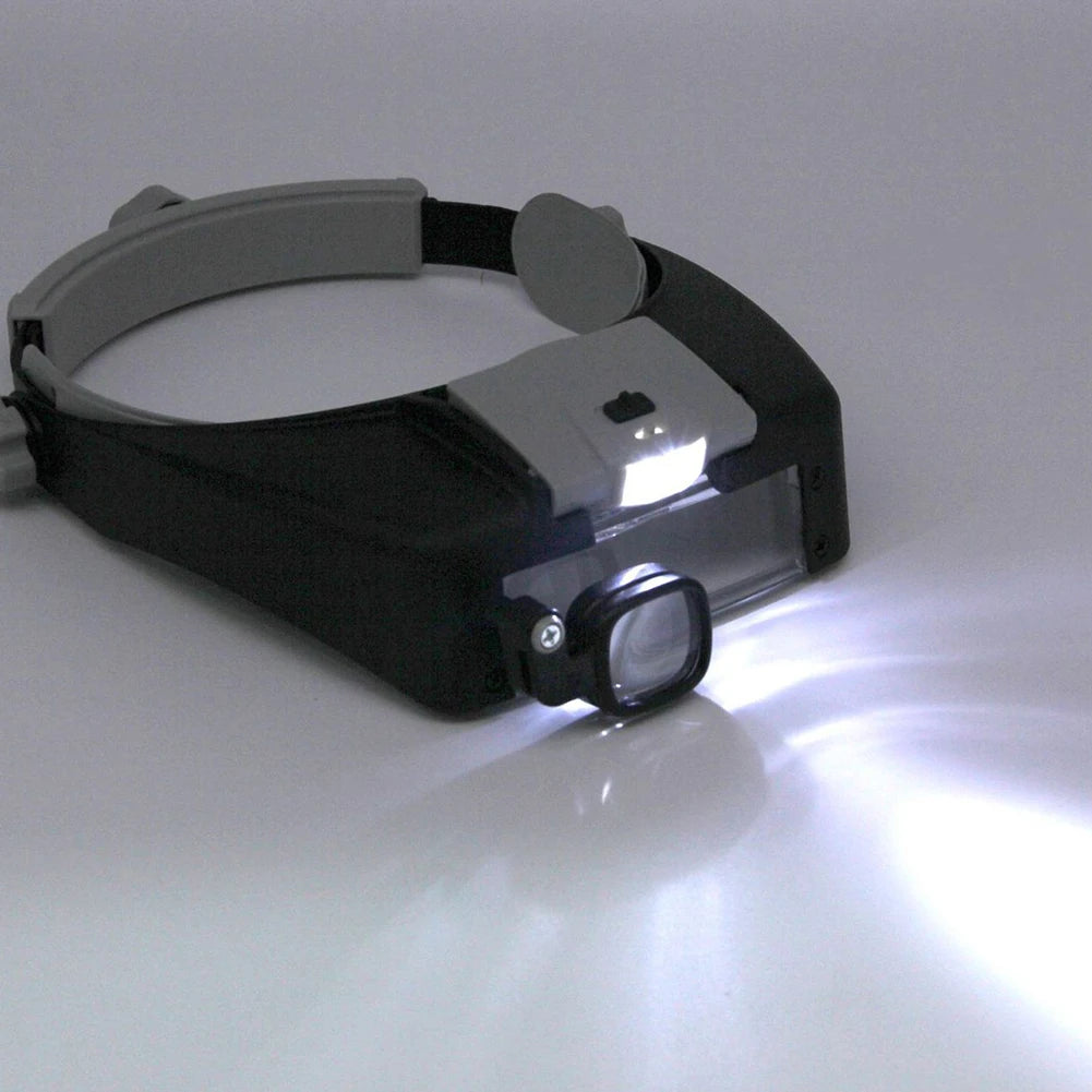 Wearable Helmet Magnifier With 2 LED Lights Headband For Jewelry Repair