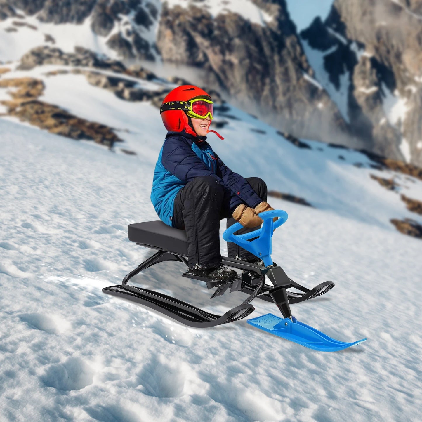 79cm Snow Racer Sled Blue For Kids 3 To 15 Years And Adults 220.5lb Capacity
