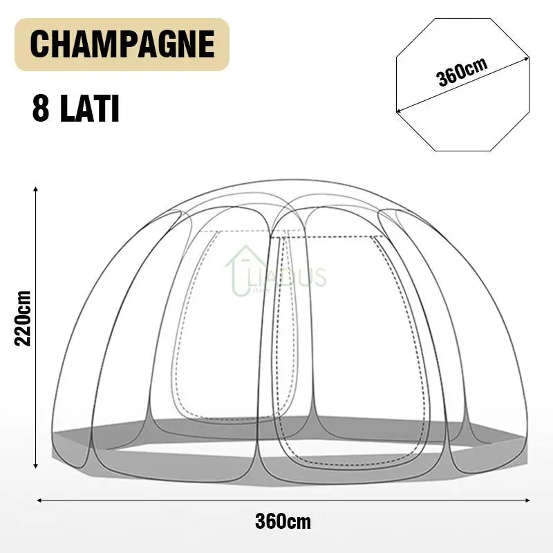4-8 Person Transparent Dome Tent Mushroom Shaped Waterproof Camping Shelter