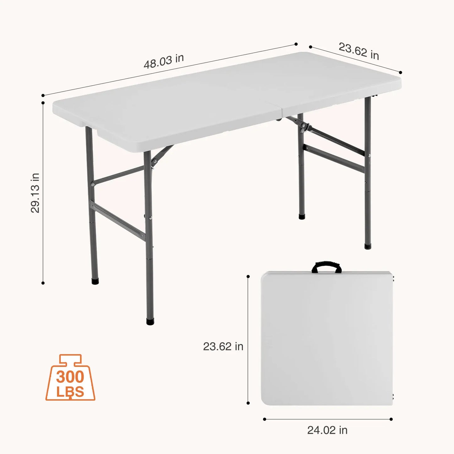 JHK Portable Folding Outdoor Indoor Table Heavy Duty Foldable Table with Carrying Handle Safety Lock For Camping Picnic Dining