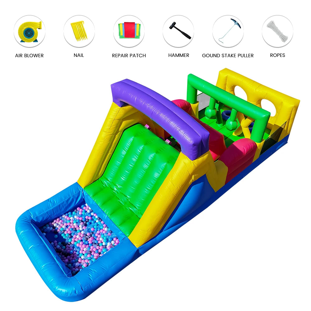 6.7x2.4x2.5m Commercial Inflatable Obstacle Bounce Castle Bouncy House w/ Blower Children's playground, children's toys
