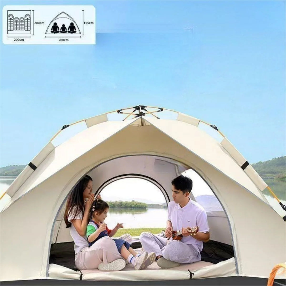 Pakicetus Automatic Quick Opening Tent For 3 4 People With Two Doors And Windows