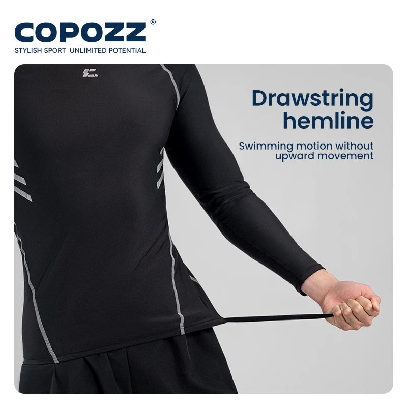 COPOZZ Men UV Protect Rash Guard Surf Shirt Long Sleeve Quick Dry Swimsuit
