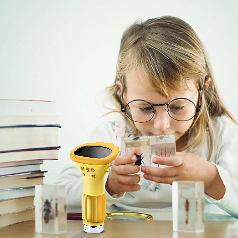 1000X Lab Digital Microscope With 8 LED Light 2 Inch IPS Screen Portable