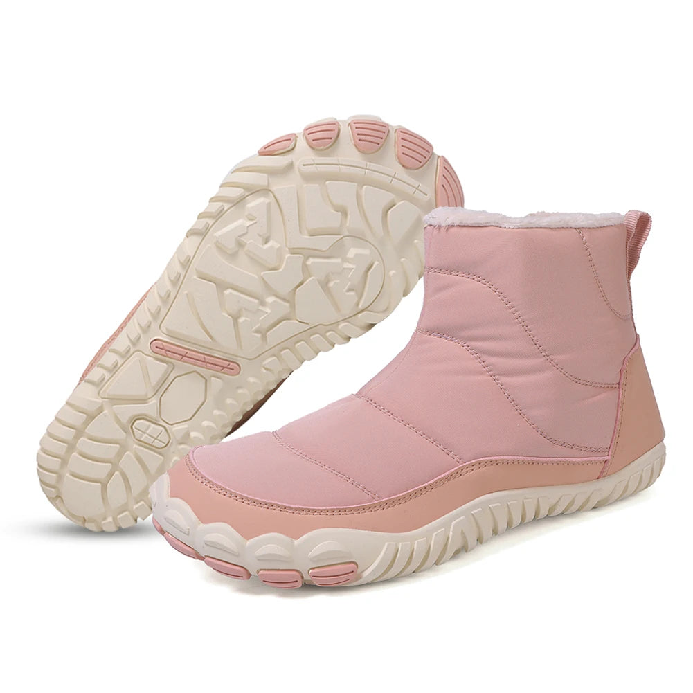 Winter Snow Barefoot Shoes Zip Closure Minimalist Ankle Boots For Men Women