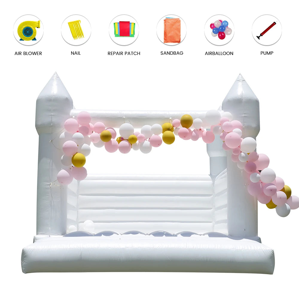 Children's playground, children's toys 13x12FT Giant Inflatable White Bounce House PVC Bouncy Castle for Wedding Party